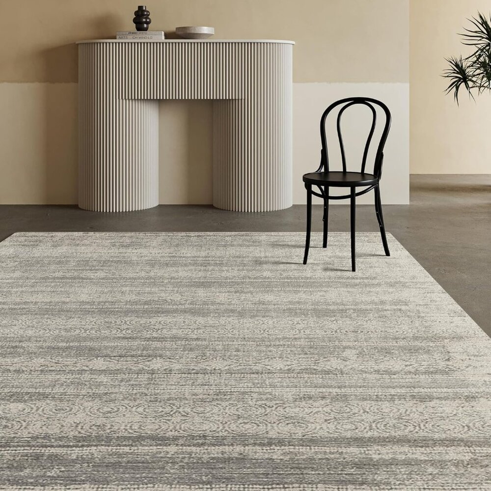 New 8x10 Charcoal Grey Area Rug, Washable Non-Slip Modern Carpet for Home